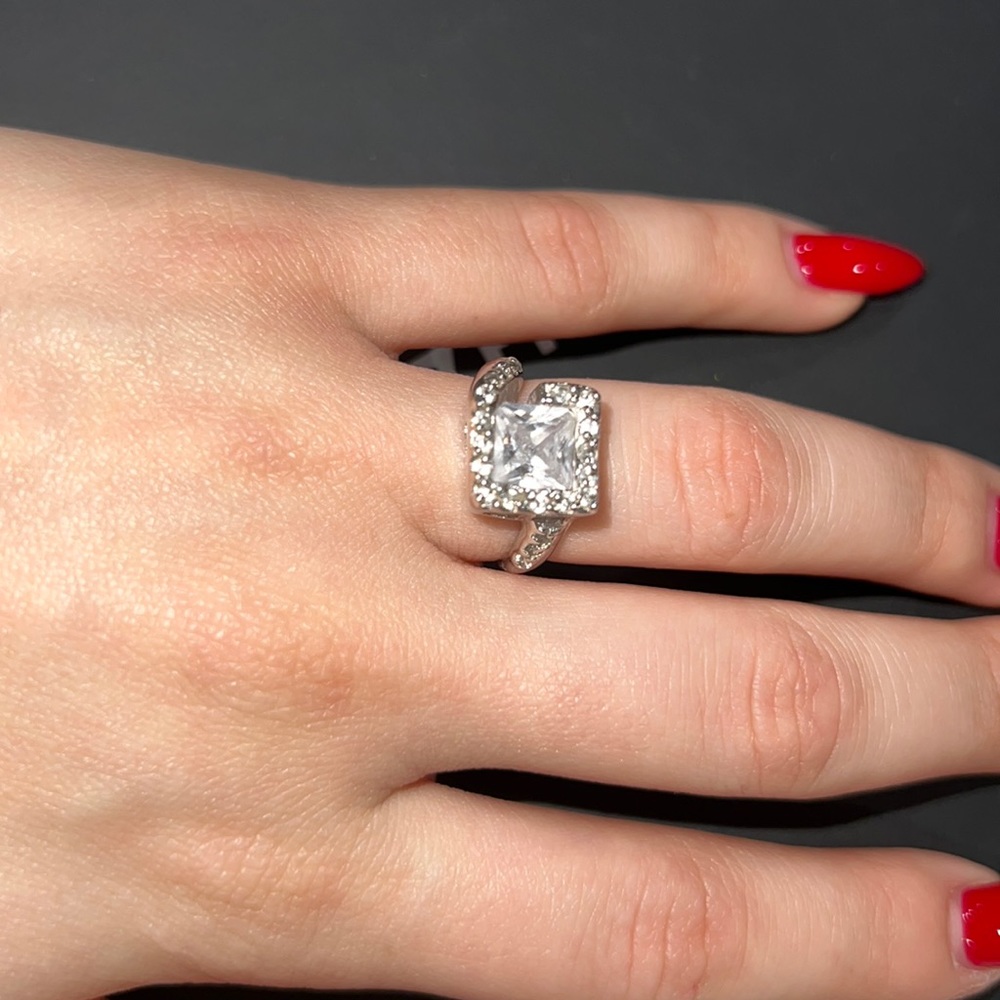 Silver Ring Double With Diamond - image 3